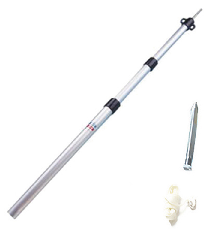 Aluminium-Aufstellstab - 3-teilig, stufenlos teleskopierbar 95 bis 230 cm mit Zeltleine u. Erdnagel