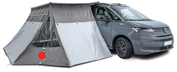 Eckteil für Markise mit Fenster und Abdunkelung - rechts